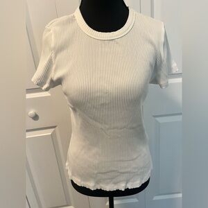 Madewell Ribbed Lettuce Hem Tee White Size L